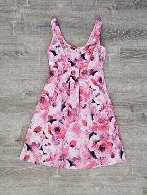 Pappagallo Pink Floral Eyelet Lined Sundress Garden Party Wedding Coquette Sz 4